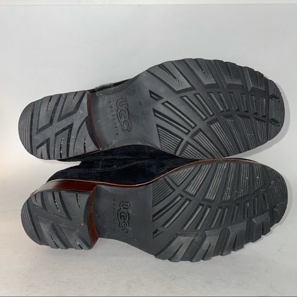 UGG Endell Suede & Shearling Harness Boots Black - Picture 8 of 10